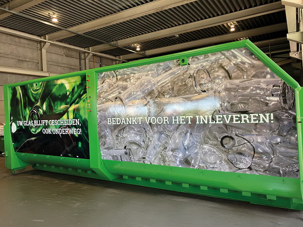 glas container belettering